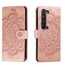 For Sharp Aquos R5G Sun Mandala Embossing Pattern Phone Leather Case(Rose Gold) - 1