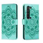 For Sharp Aquos R5G Sun Mandala Embossing Pattern Phone Leather Case(Green) - 1