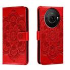 For Sharp Aquos R8 Pro Sun Mandala Embossing Pattern Phone Leather Case(Red) - 1