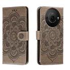 For Sharp Aquos R8 Pro Sun Mandala Embossing Pattern Phone Leather Case(Grey) - 1