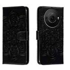 For Sharp Aquos R8 Pro Sun Mandala Embossing Pattern Phone Leather Case(Black) - 1