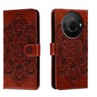 For Sharp Aquos R8 Pro Sun Mandala Embossing Pattern Phone Leather Case(Brown) - 1