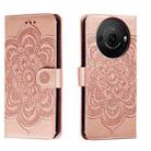 For Sharp Aquos R8 Pro Sun Mandala Embossing Pattern Phone Leather Case(Rose Gold) - 1