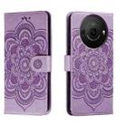 For Sharp Aquos R8 Pro Sun Mandala Embossing Pattern Phone Leather Case(Purple) - 1