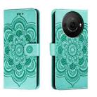 For Sharp Aquos R8 Pro Sun Mandala Embossing Pattern Phone Leather Case(Green) - 1