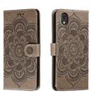For Sharp Aquos Sense2 Sun Mandala Embossing Pattern Phone Leather Case(Grey) - 1