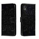 For Sharp Aquos Sense2 Sun Mandala Embossing Pattern Phone Leather Case(Black) - 1