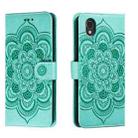 For Sharp Aquos Sense2 Sun Mandala Embossing Pattern Phone Leather Case(Green) - 1