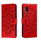 For Sharp Aquos Sense3 Sun Mandala Embossing Pattern Phone Leather Case(Red) - 1