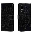 For Sharp Aquos Sense3 Sun Mandala Embossing Pattern Phone Leather Case(Black) - 1