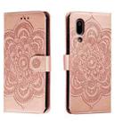 For Sharp Aquos Sense3 Sun Mandala Embossing Pattern Phone Leather Case(Rose Gold) - 1