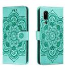 For Sharp Aquos Sense3 Sun Mandala Embossing Pattern Phone Leather Case(Green) - 1