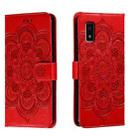 For Sharp Aquos Wish Sun Mandala Embossing Pattern Phone Leather Case(Red) - 1