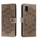 For Sharp Aquos Wish Sun Mandala Embossing Pattern Phone Leather Case(Grey) - 1