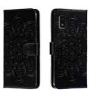 For Sharp Aquos Wish Sun Mandala Embossing Pattern Phone Leather Case(Black) - 1