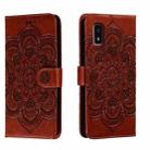For Sharp Aquos Wish Sun Mandala Embossing Pattern Phone Leather Case(Brown) - 1