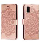 For Sharp Aquos Wish Sun Mandala Embossing Pattern Phone Leather Case(Rose Gold) - 1