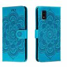 For Sharp Aquos Wish Sun Mandala Embossing Pattern Phone Leather Case(Blue) - 1