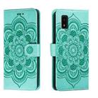 For Sharp Aquos Wish Sun Mandala Embossing Pattern Phone Leather Case(Green) - 1