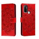 For OPPO A53 2020 Sun Mandala Embossing Pattern Phone Leather Case(Red) - 1