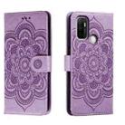 For OPPO A53 2020 Sun Mandala Embossing Pattern Phone Leather Case(Purple) - 1