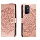 For OPPO A54 5G Sun Mandala Embossing Pattern Phone Leather Case(Rose Gold) - 1