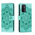 For OPPO A54 5G Sun Mandala Embossing Pattern Phone Leather Case(Green) - 1