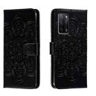 For OPPO A55 5G Sun Mandala Embossing Pattern Phone Leather Case(Black) - 1