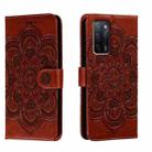 For OPPO A55 5G Sun Mandala Embossing Pattern Phone Leather Case(Brown) - 1