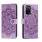 For OPPO A55 5G Sun Mandala Embossing Pattern Phone Leather Case(Purple) - 1