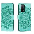 For OPPO A55 5G Sun Mandala Embossing Pattern Phone Leather Case(Green) - 1