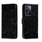 For OPPO A57 4G Sun Mandala Embossing Pattern Phone Leather Case(Black) - 1