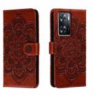 For OPPO A57 4G Sun Mandala Embossing Pattern Phone Leather Case(Brown) - 1