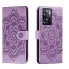 For OPPO A57 4G Sun Mandala Embossing Pattern Phone Leather Case(Purple) - 1