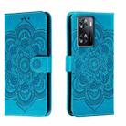 For OPPO A57 4G Sun Mandala Embossing Pattern Phone Leather Case(Blue) - 1