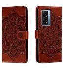 For OPPO A57 5G Sun Mandala Embossing Pattern Phone Leather Case(Brown) - 1