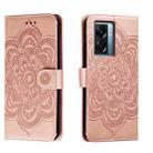 For OPPO A57 5G Sun Mandala Embossing Pattern Phone Leather Case(Rose Gold) - 1