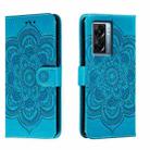 For OPPO A57 5G Sun Mandala Embossing Pattern Phone Leather Case(Blue) - 1