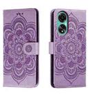 For OPPO A78 4G Sun Mandala Embossing Pattern Phone Leather Case(Purple) - 1