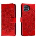 For OPPO A93 4G Sun Mandala Embossing Pattern Phone Leather Case(Red) - 1