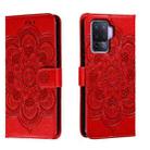 For OPPO A94 4G Sun Mandala Embossing Pattern Phone Leather Case(Red) - 1