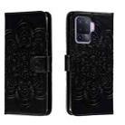 For OPPO A94 4G Sun Mandala Embossing Pattern Phone Leather Case(Black) - 1