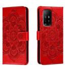 For OPPO A94 5G Sun Mandala Embossing Pattern Phone Leather Case(Red) - 1