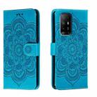 For OPPO A94 5G Sun Mandala Embossing Pattern Phone Leather Case(Blue) - 1