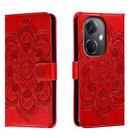 For OPPO K11 Sun Mandala Embossing Pattern Phone Leather Case(Red) - 1