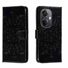 For OPPO K11 Sun Mandala Embossing Pattern Phone Leather Case(Black) - 1