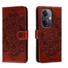 For OPPO K11 Sun Mandala Embossing Pattern Phone Leather Case(Brown) - 1