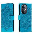 For OPPO K11 Sun Mandala Embossing Pattern Phone Leather Case(Blue) - 1