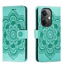 For OPPO K11 Sun Mandala Embossing Pattern Phone Leather Case(Green) - 1