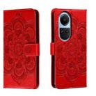 For OPPO Reno10 5G Global Sun Mandala Embossing Pattern Phone Leather Case(Red) - 1